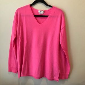 Pink V Neck Wool and Cashmere Sweater
